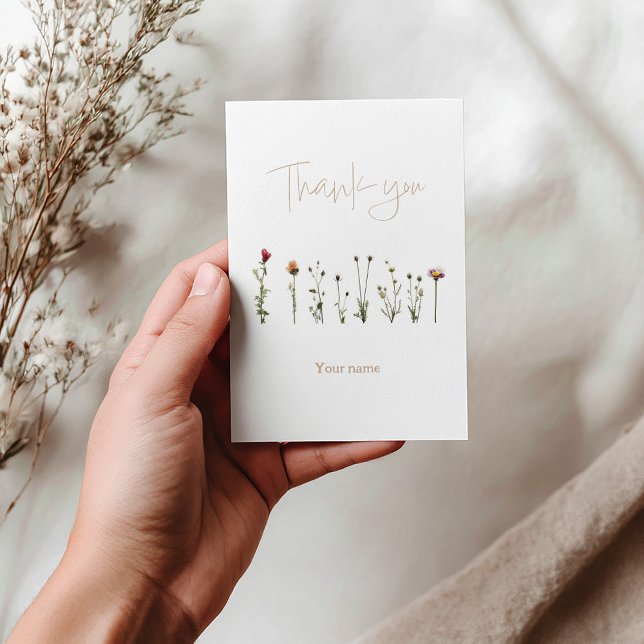 möhippa för elegant av vilda blommor tack kort (Wildflowers wedding thank you card)