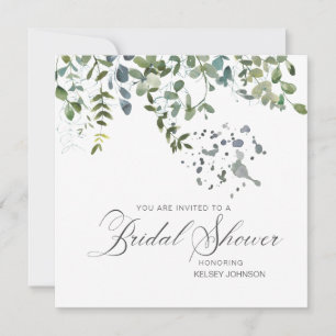 Möhippa för elegant Eucalyptus Greenery Script Inbjudningar