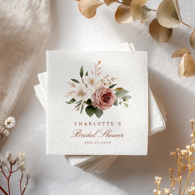 Möhippa för elegant för fallande Blommigt Napkin Pappersservett (Bridal Shower Napkins)