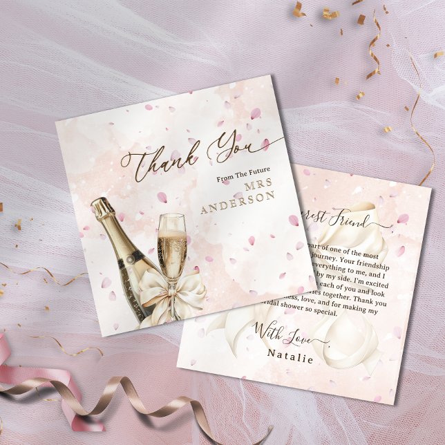 Möhippa för elegant Petals-bubblor - tack för ditt (Elegant Petals Bubbly Bridal Shower Thank You Card)