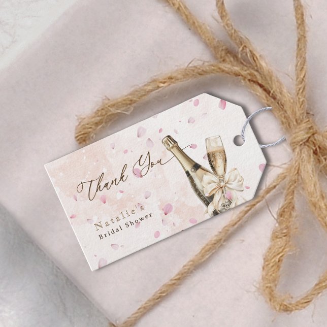 Möhippa för elegant Petals-bubblor - tack för ditt Presentetikett (Elegant Petals Bubbly Bridal Shower Thank You Card Gift Tags)