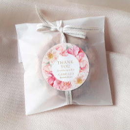 Möhippa för elegant Rosa Blommigt Tack Runt Klistermärke