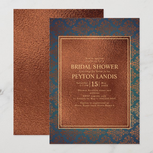 Möhippa för elegant Snyggt av koppartjäpor Inbjudningar (Fram/baksida)