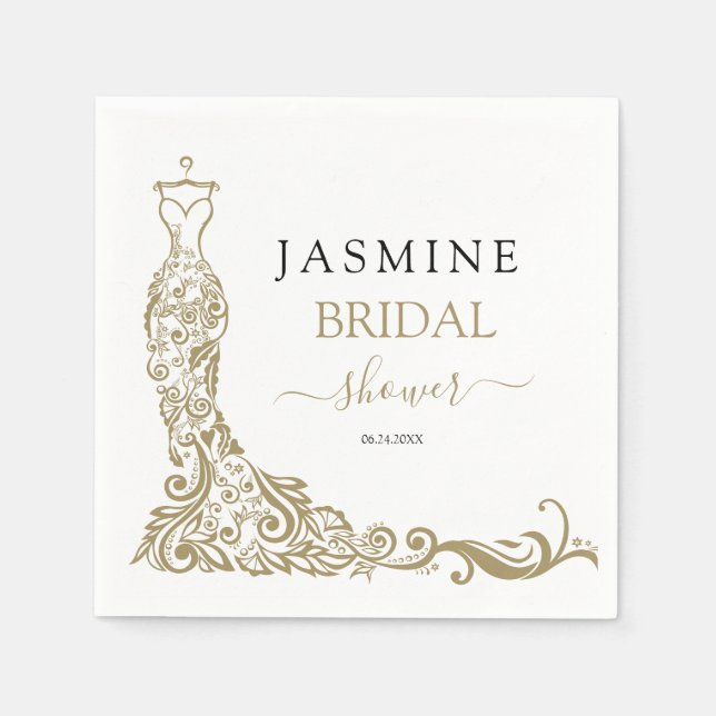  Möhippa för elegant Vita och Guld Pappersservett (Framsidan)