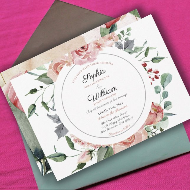 Möhippa för Eleganten Färsk Rosa-blommor Inbjudningar (FRESH PINK BLOOMS ELEGANT FLORAL BRIDAL SHOWER INVITATION)