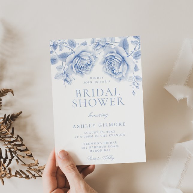 Möhippa för Eleganten vintage Blue Ro Inbjudningar (Skapare uppladdad)