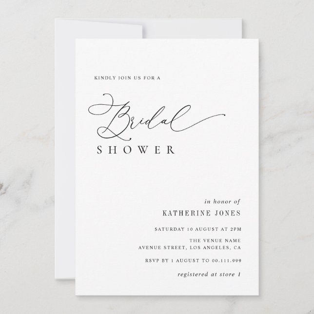 möhippa för elegantens skript svartvitt inbjudningar (Framsida)