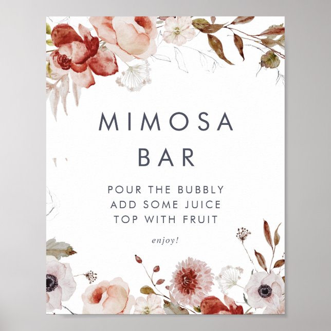 Möhippa för enkel Blommigt Mimosa Pub-tecken Poster (Framsidan)