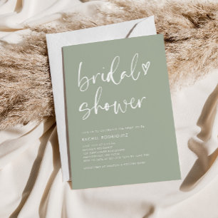 Möhippa för enkel Boho Handwrite Sage Grönt Inbjudningar