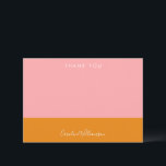 Möhippa för enkel geometrisk form Rosa Orange Tack Kort<br><div class="desc">Rosa och Orange Modern Möhippa - tack för ditt kort - enkla geometriska former för anpassningsbar</div>