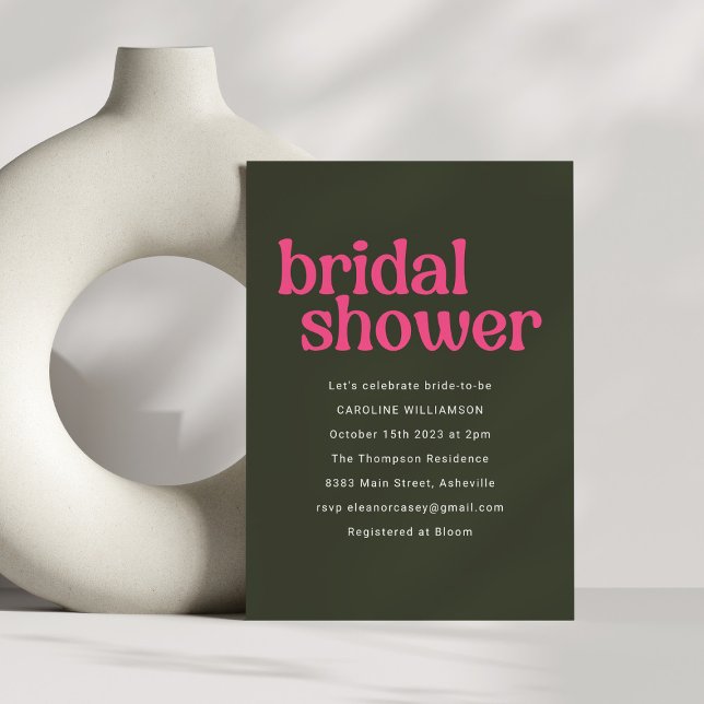 Möhippa för enkel Grönt för Retro Groovy-Shock ros Inbjudningar (Skapare uppladdad)