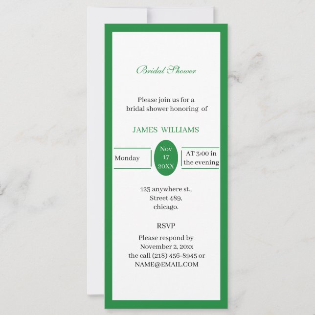 Möhippa för enkel Ljust grönt Personlig Inbjudningar (Framsida)