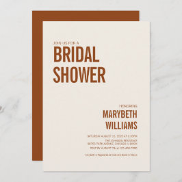 Möhippa för enkel terracotta Typography Inbjudningar