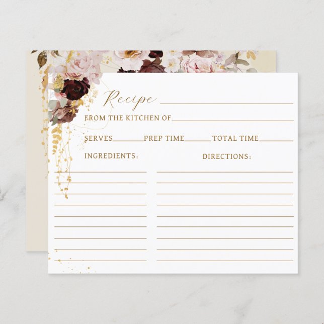 Möhippa för Fall Wildbloms Guld Blommigt Recipe (Fram/baksida)