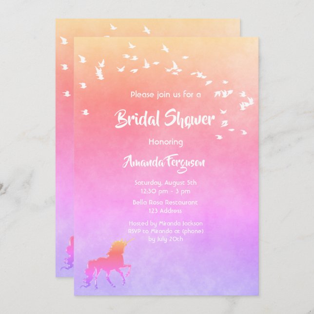 Möhippa för färgad av majs och regnbåge inbjudningar (Fram/baksida)