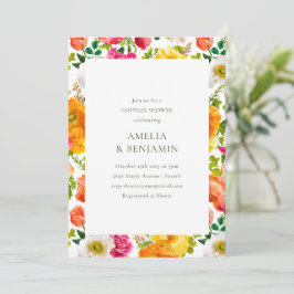 Möhippa för färgade poppies Blommigt Par Inbjudningar