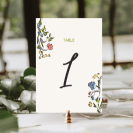 Möhippa för färgfull Blommigt i hand plockade Bordsnummer