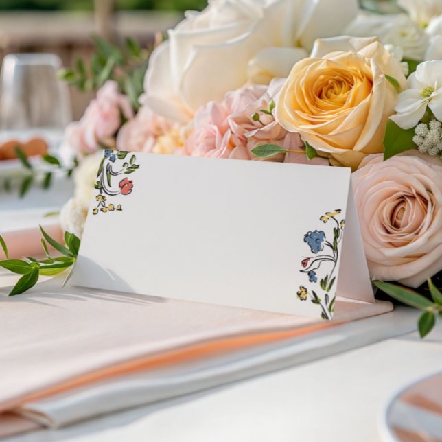 Möhippa för färgfull Blommigt i hand plockade Placeringskort (Skapare uppladdad)