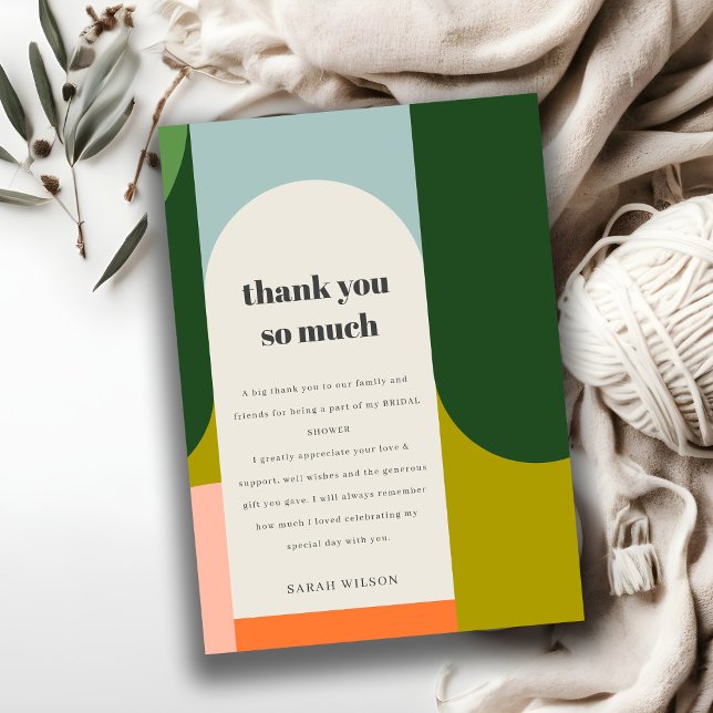 Möhippa för färgfull Groovy Retro Arch-Abstrakt Tack Kort (Skapare uppladdad)