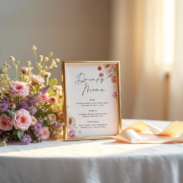 Möhippa för färglös Blommigt Drinks Menu Poster (Skapare uppladdad)