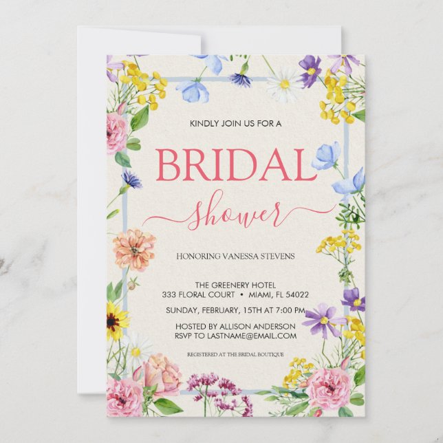 Möhippa för färglös Lilac Rosa Watercolor  Inbjudningar (Framsida)