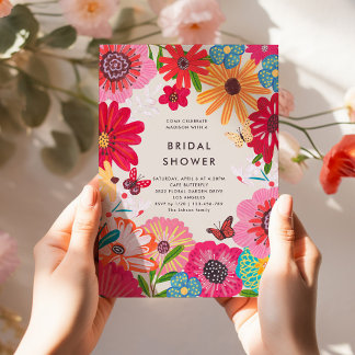Möhippa för färgstark Bright Wildblomma Inbjudningar