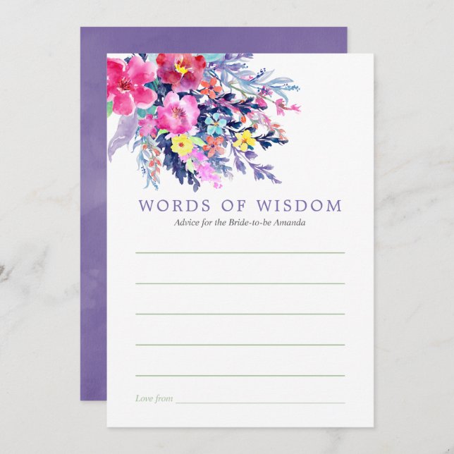 Möhippa för färgstark vattenfärgsfärgad Blommigt  Inbjudningar (Fram/baksida)