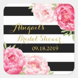 Möhippa för favorittagg för Rosa i svart Rand, Blo Fyrkantigt Klistermärke