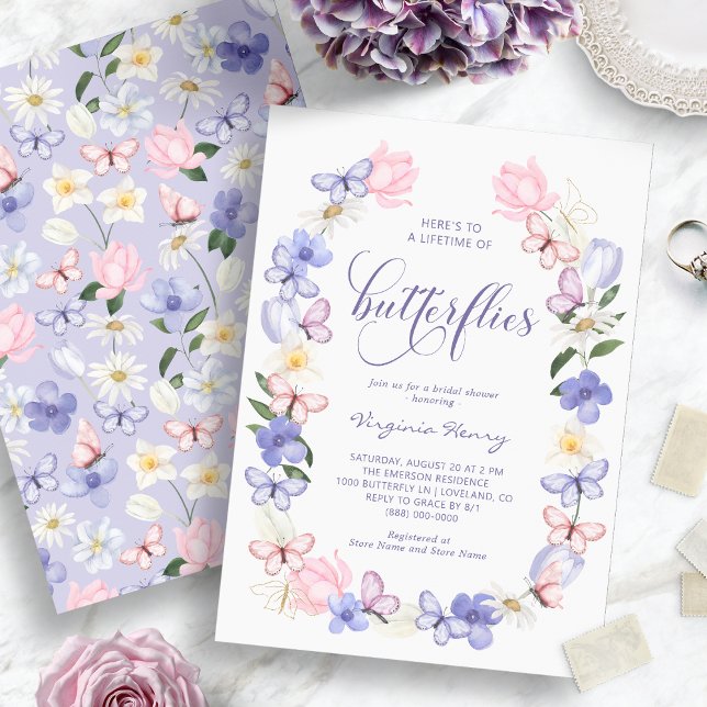Möhippa för fjäril-Elegant Inbjudningar (Butterfly Elegant Bridal Shower Invitation
)