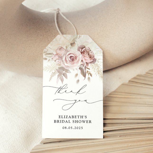 Möhippa för  för elegant Dusty Ro-Blommigt Presentetikett (Skapare uppladdad)