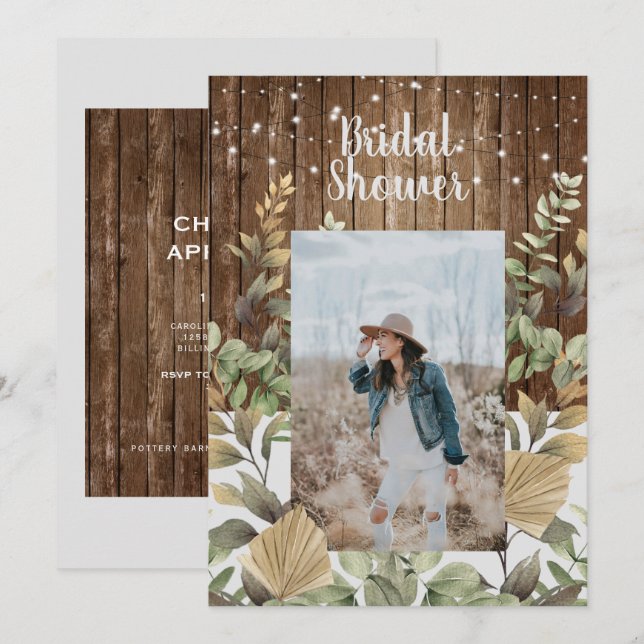 Möhippa för fotoavverkning av träfälla inbjudningar (Fram/baksida)