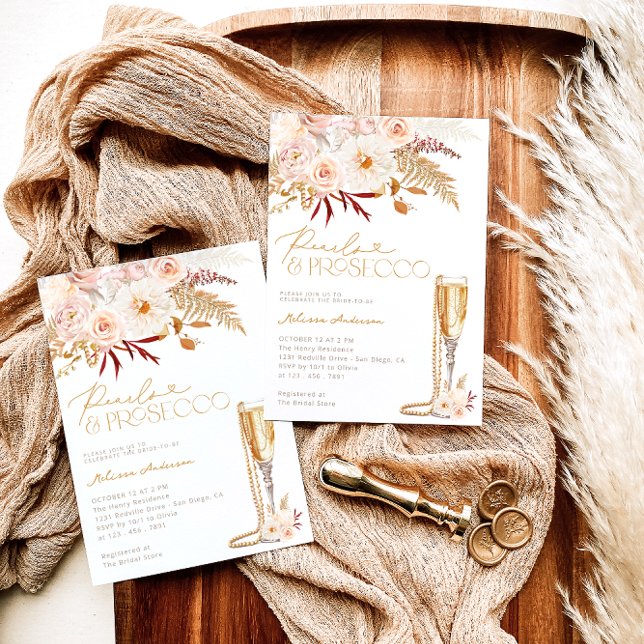 Möhippa för fotopärlor och Prosecco-Blommigt Inbjudningar (Skapare uppladdad)
