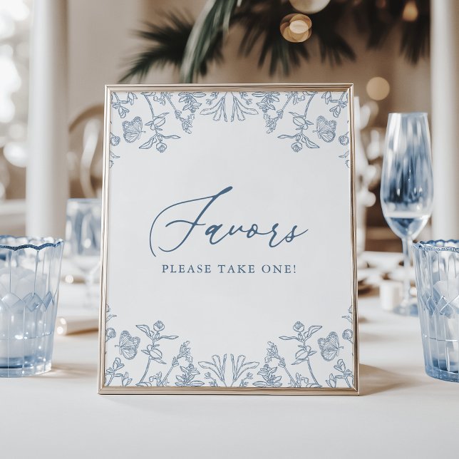 Möhippa för fransk Blue Chinoiserie Blommigt  Poster (Skapare uppladdad)