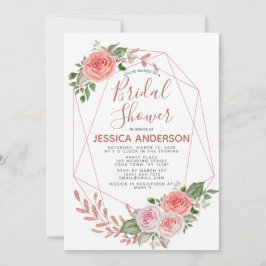 Möhippa för geometrisk Blommigt i ro Guld Inbjudningar