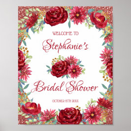 Möhippa för glitter för Burgundy blommigt rosa Poster
