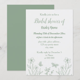 Möhippa för grönt av blommigt för roterande elegan inbjudningar