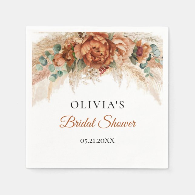 Möhippa för grönt av Boho strand teracotta pampas Pappersservett (Framsidan)