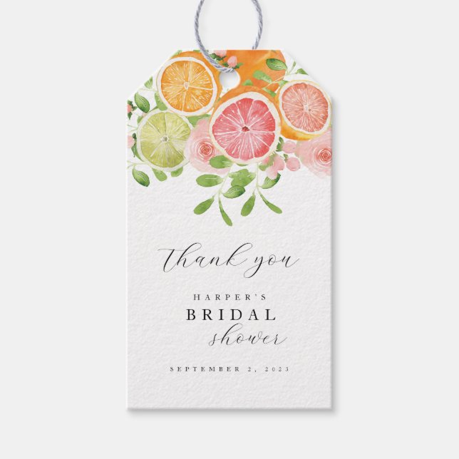 Möhippa för Grönt av vattenfärgen Blommigt för kor Presentetikett (Framsidan)