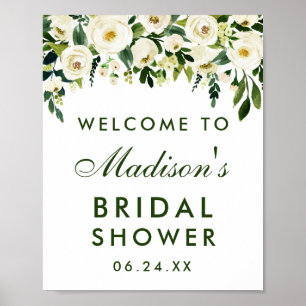 Möhippa för Grönt av vattenfärgsBlommigt Välkomsth Poster