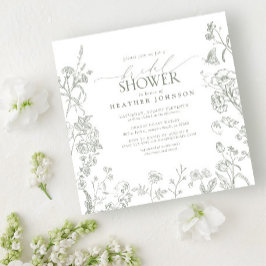 Möhippa för Grönt av viktoriansk Elegant Blommigt Inbjudningar