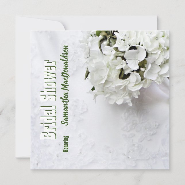 möhippa för grönt blommigt-buquet-dämpare inbjudningar (Framsida)