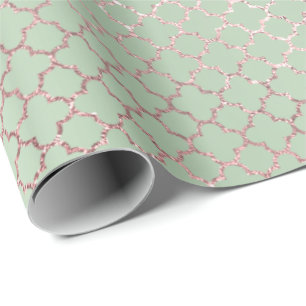 Möhippa för grönt för Quatrefoil skina Glam ro Presentpapper
