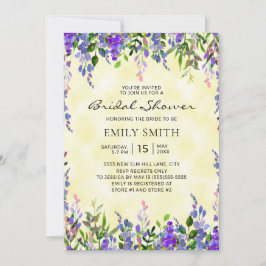 Möhippa för Gult av elegant Lila Blommigt Inbjudningar