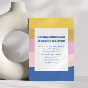 Möhippa för Gult med blå Rosa i cute Playfull Retr Inbjudningar