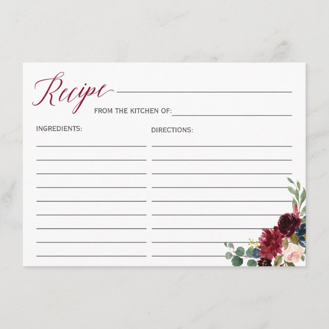 Möhippa för hämtning av Burgundy Bloom Blommigt  Tilläggskort (Framsida)