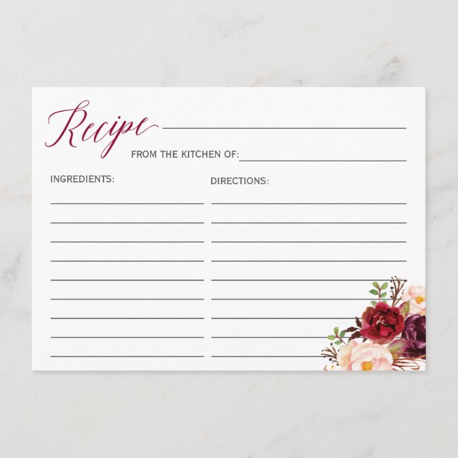 Möhippa för hämtning av Burgundy Red Blommigt- Tilläggskort (Framsida)