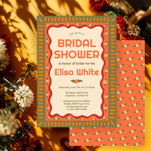 Möhippa för handgjord ANPASSNINGSBAR för Retro Boh Inbjudningar (Retro Boho Fun Handmade CUSTOM Bridal Shower Invitation
)