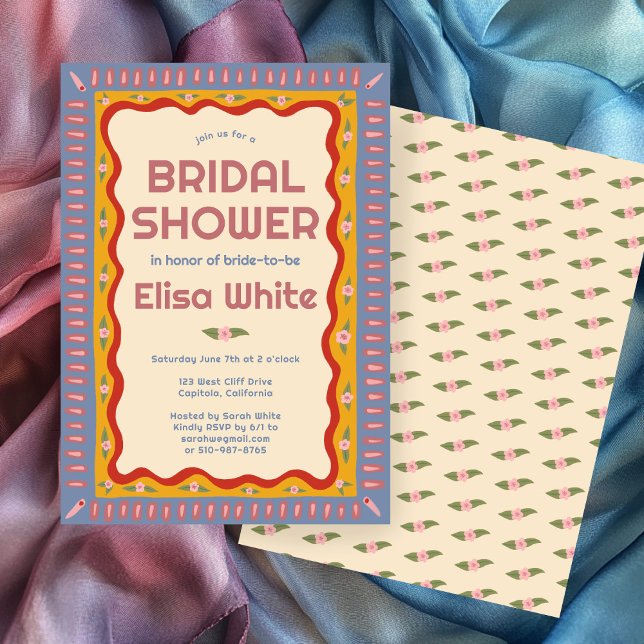 Möhippa för handgjord ANPASSNINGSBAR för Retro Boh Inbjudningar (Retro Boho Fun Handmade CUSTOM Bridal Shower Invitation
)