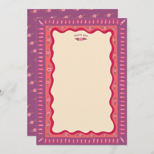 Möhippa för handgjord ANPASSNINGSBAR för Retro Boh Tack Kort (Fram/baksida)