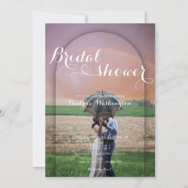 Möhippa för handskriven Heart Arch-foto Inbjudningar (Framsida)